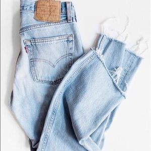 Blue Levi Skinny Fringe Jeans